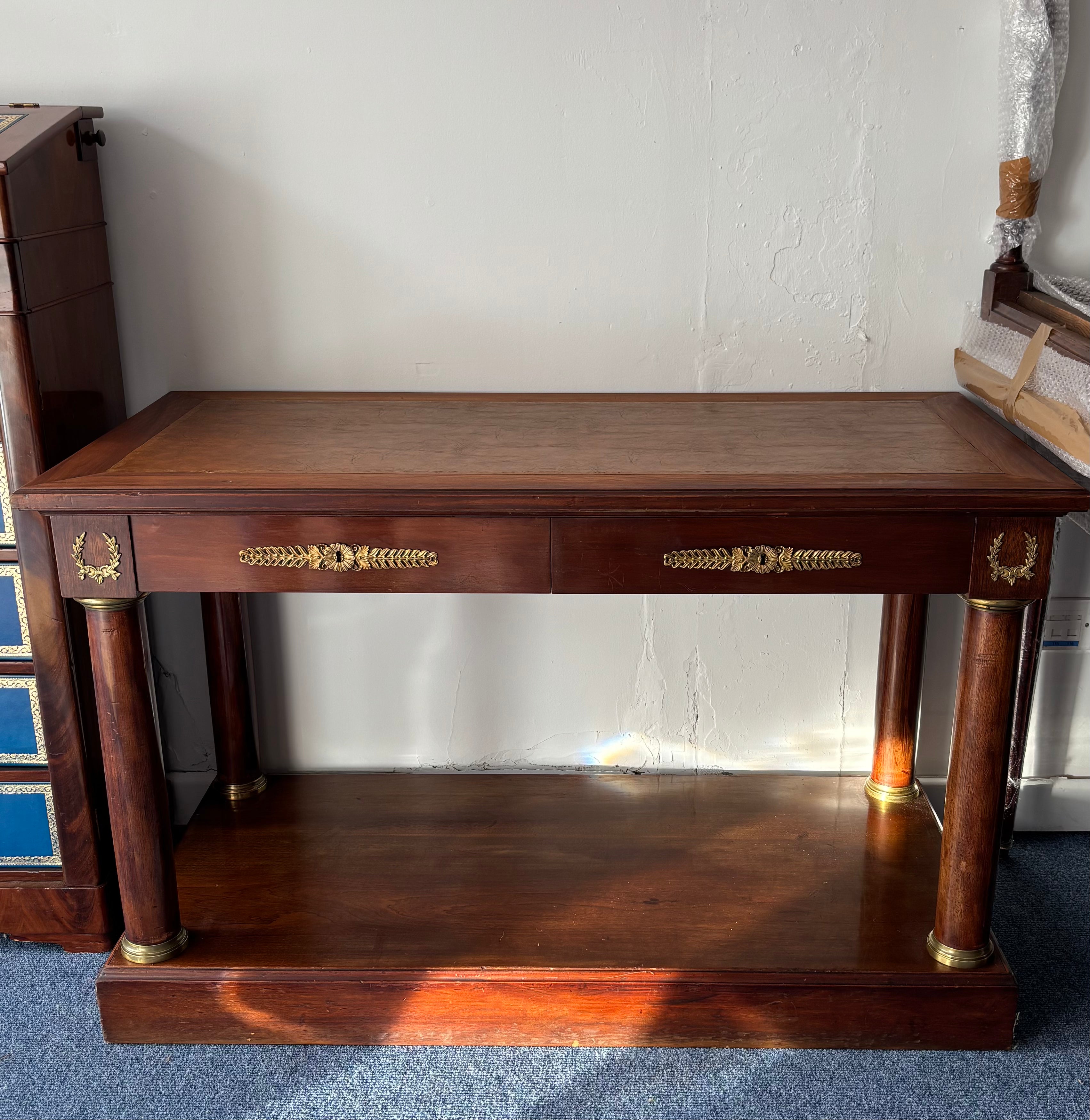 19th Century French Empire Style Mahogany Console Table