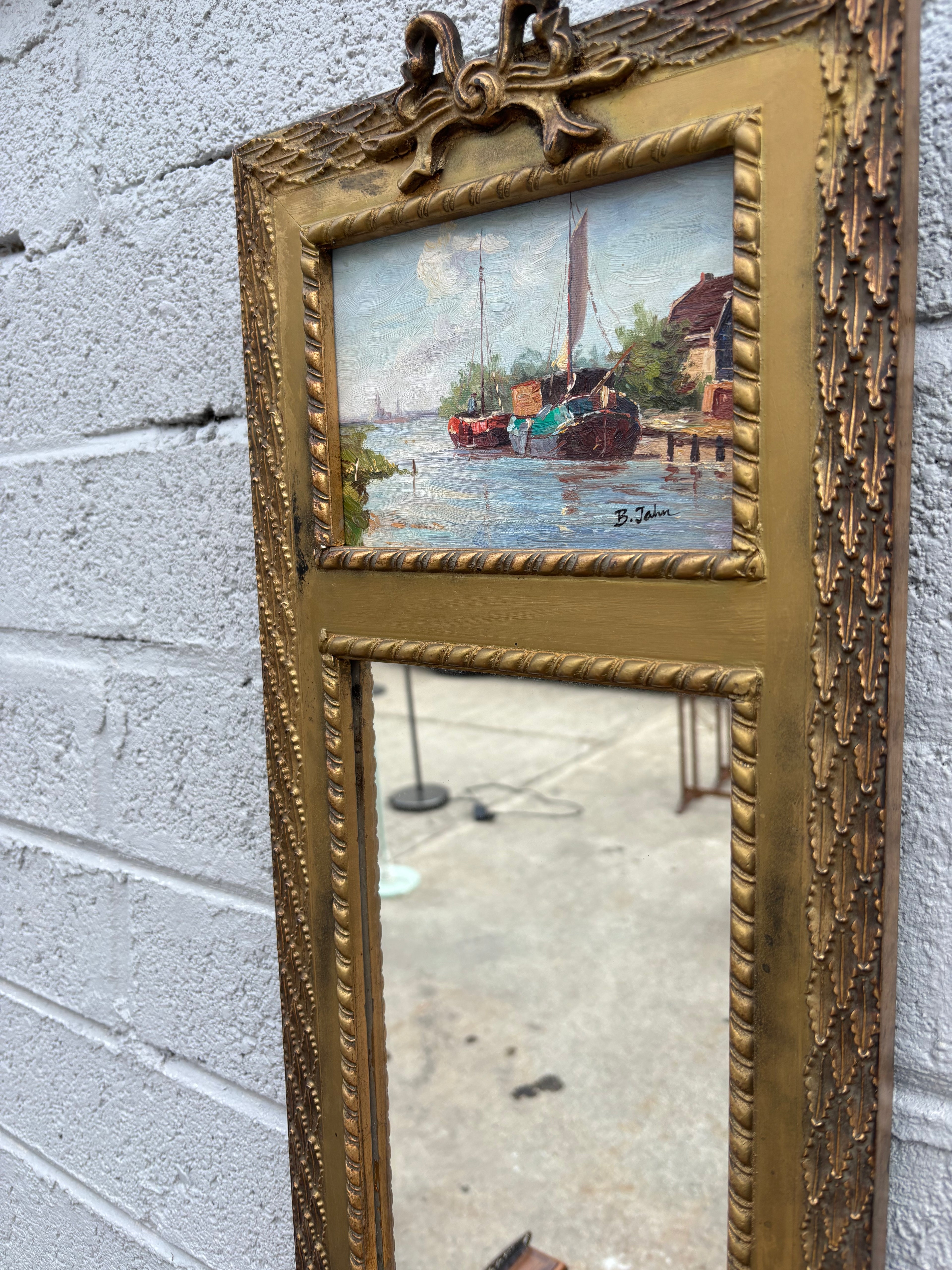 19th Century French-Style Giltwood Trumeau Mirror