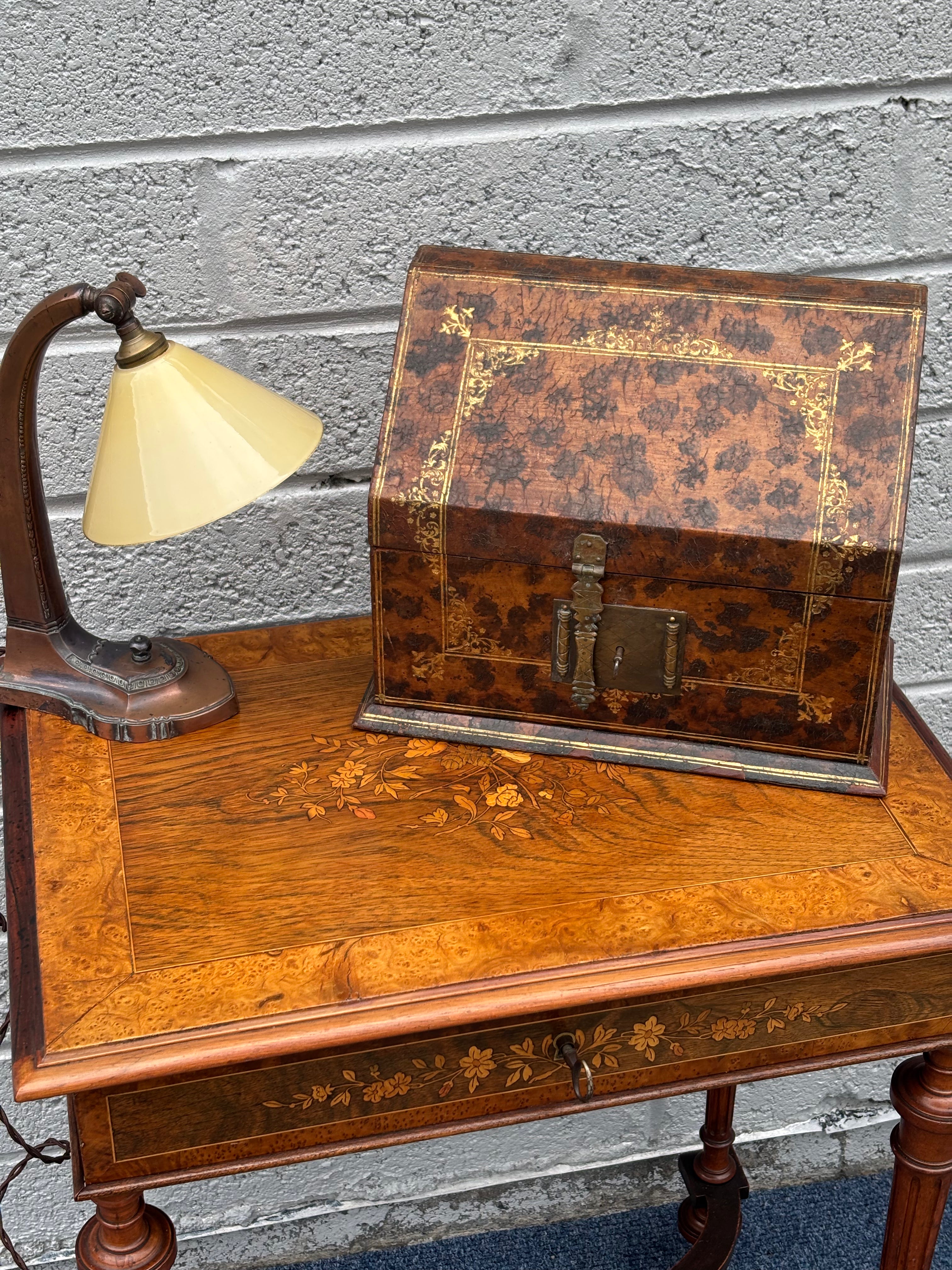 19th Century Gilt Leather Stationery Box