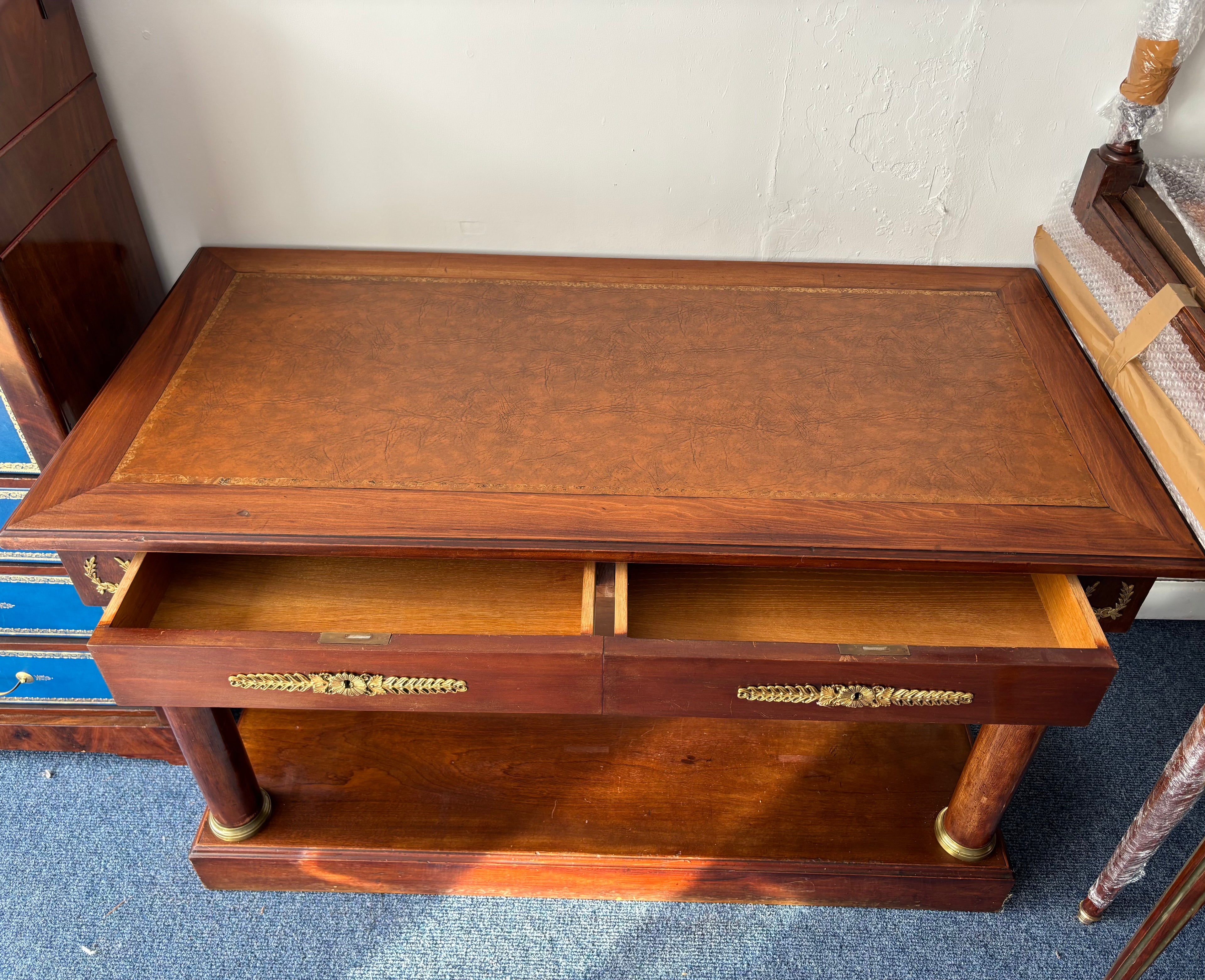 19th Century French Empire Style Mahogany Console Table
