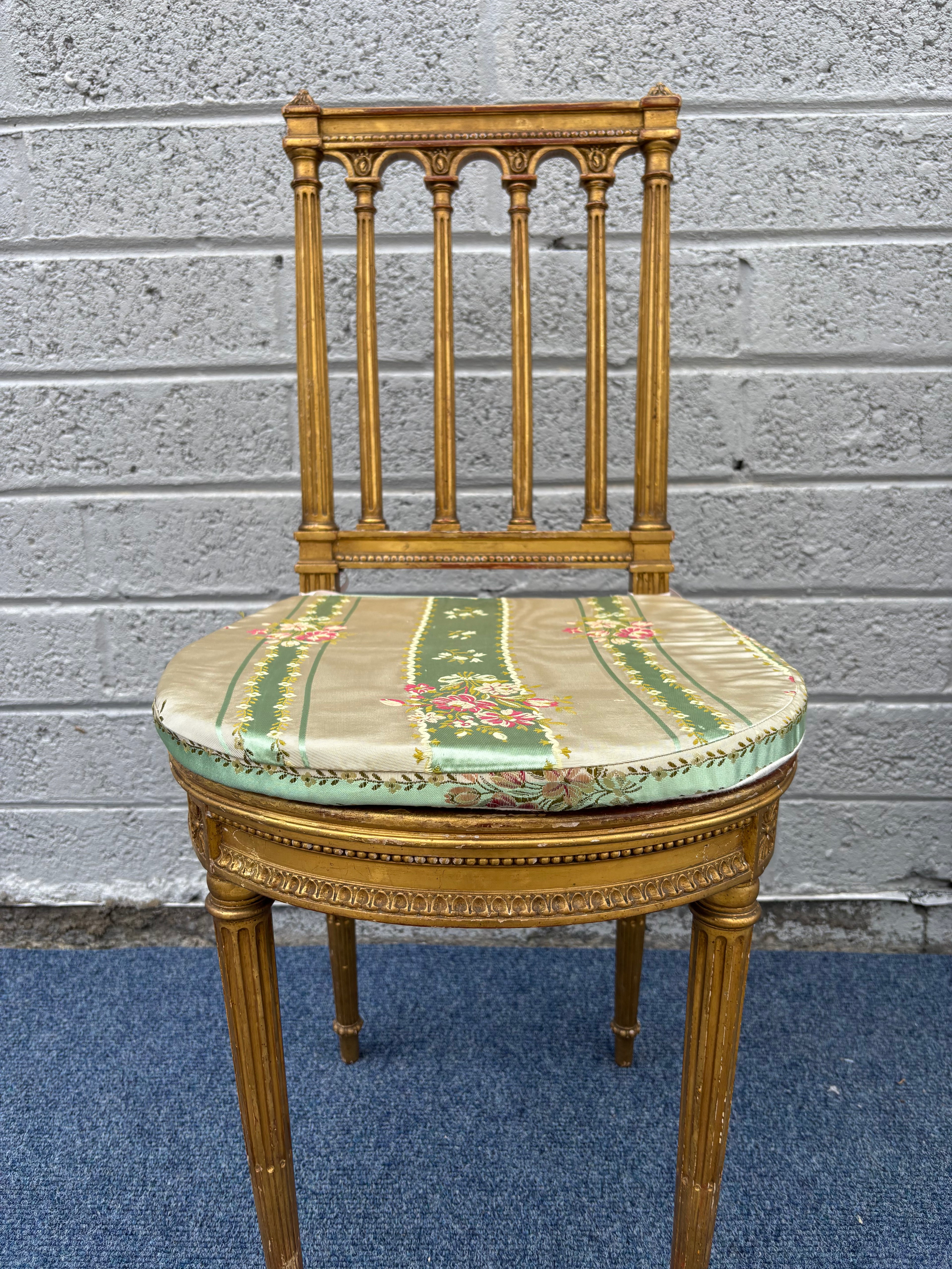 Giltwood Side Chairs Pair Louis XVI