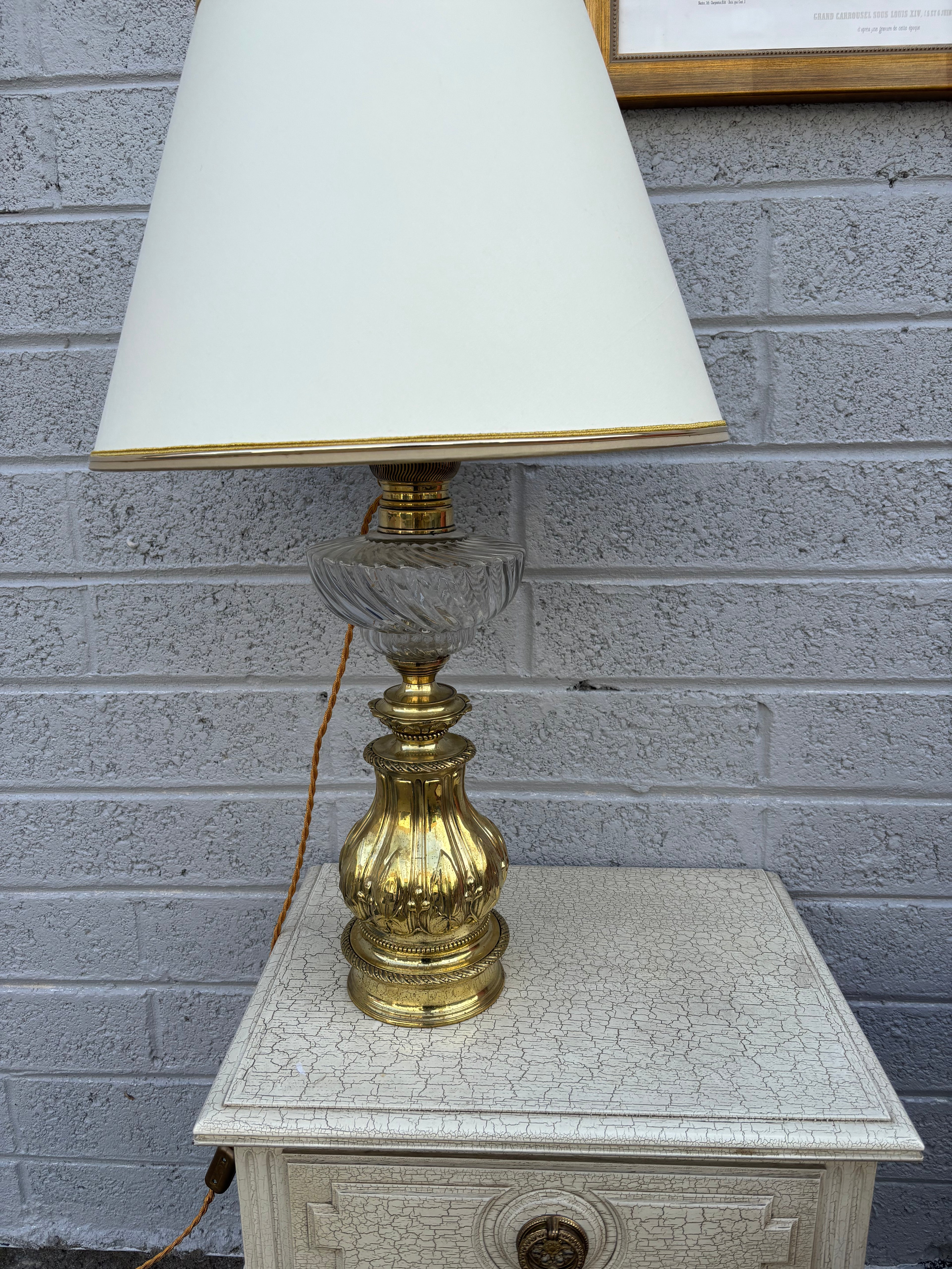 Crystal and Brass Table Lamp Neoclassical