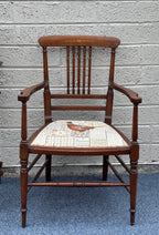 Edwardian Inlaid Mahogany Spindle-Back Open Armchair, c. 1905