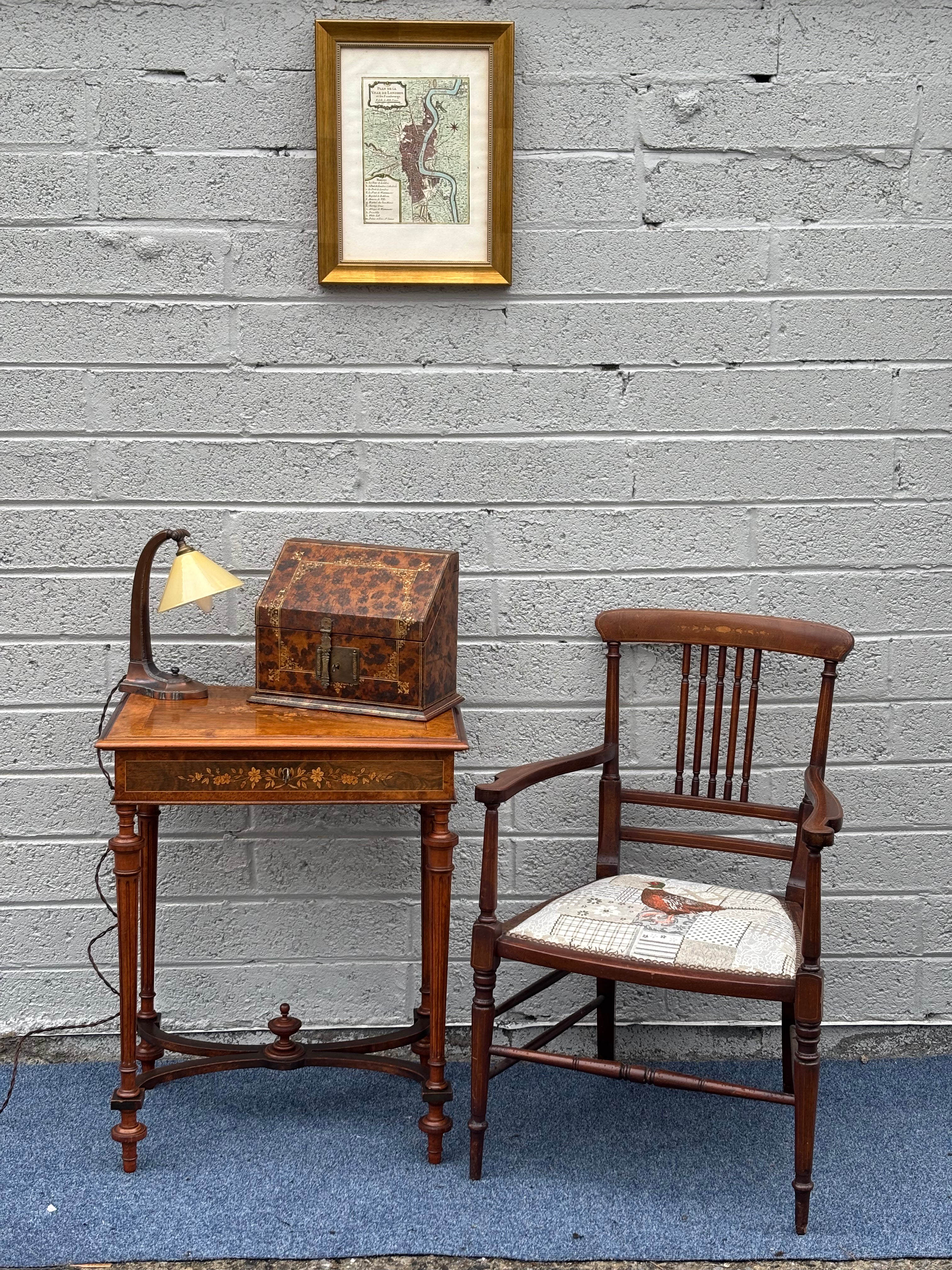 Edwardian Inlaid Mahogany Spindle-Back Open Armchair, c. 1905