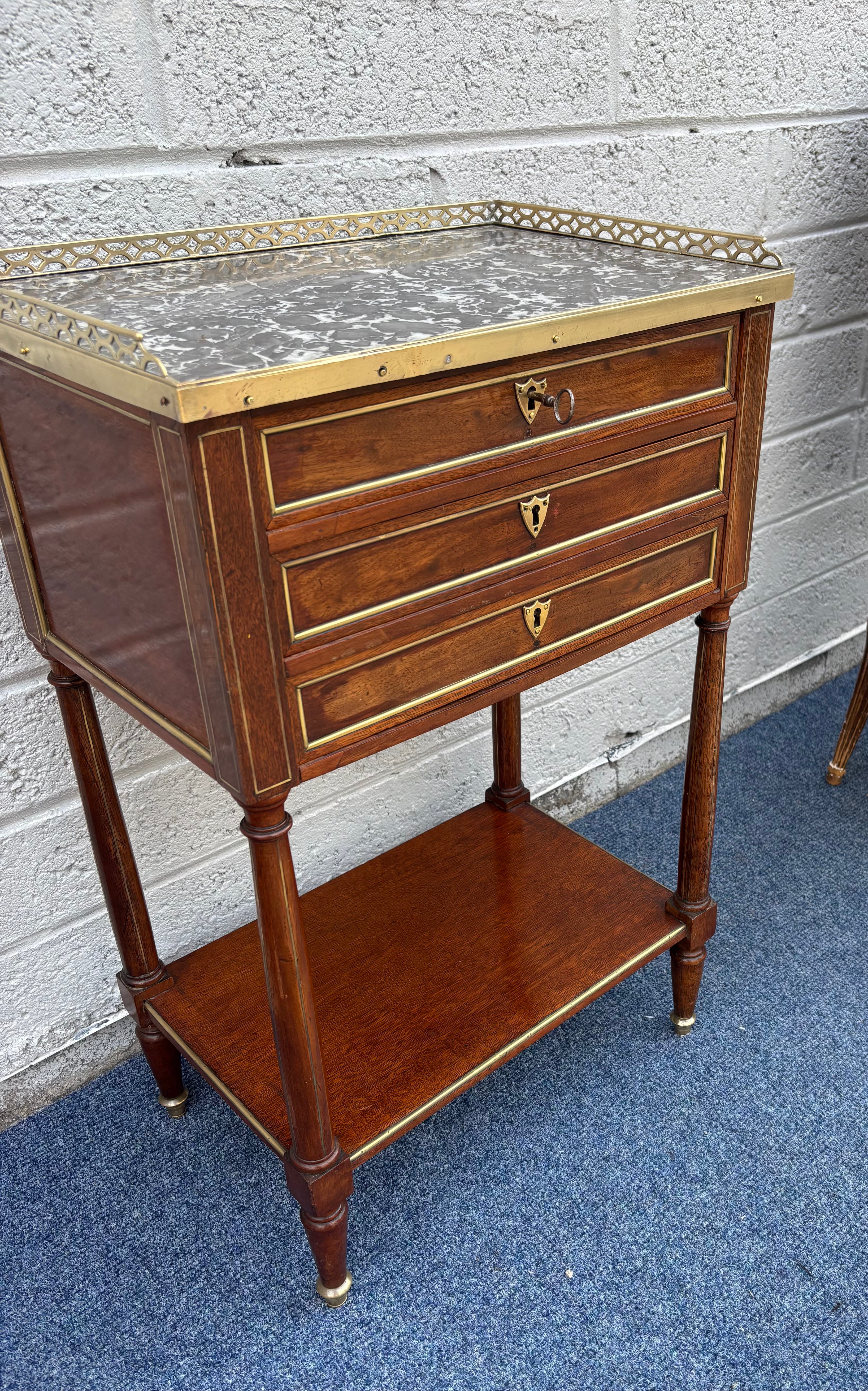 Fine French Louis XVI Style Mahogany Chiffonnière Table with Marble Top