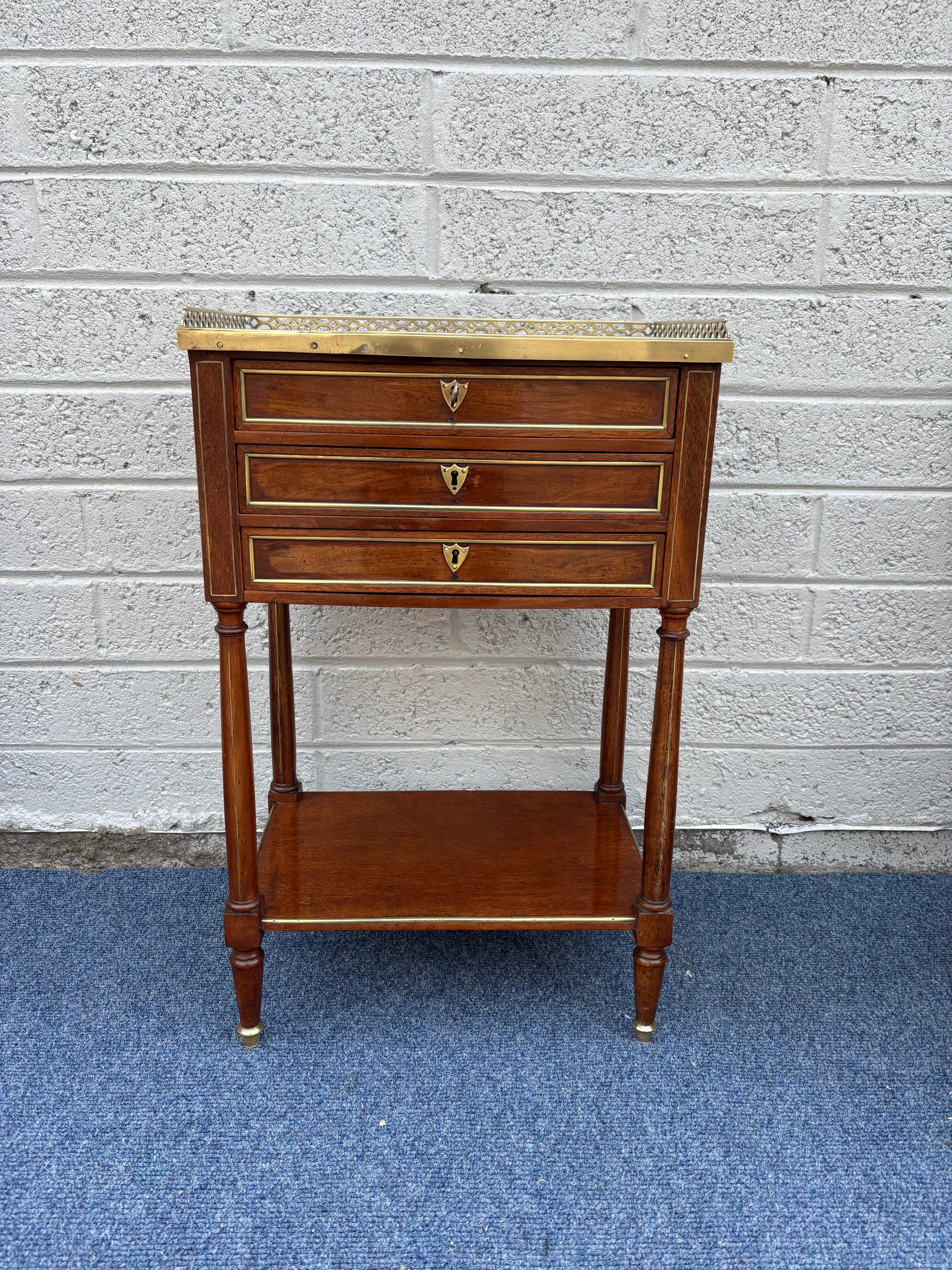 Fine French Louis XVI Style Mahogany Chiffonnière Table with Marble Top