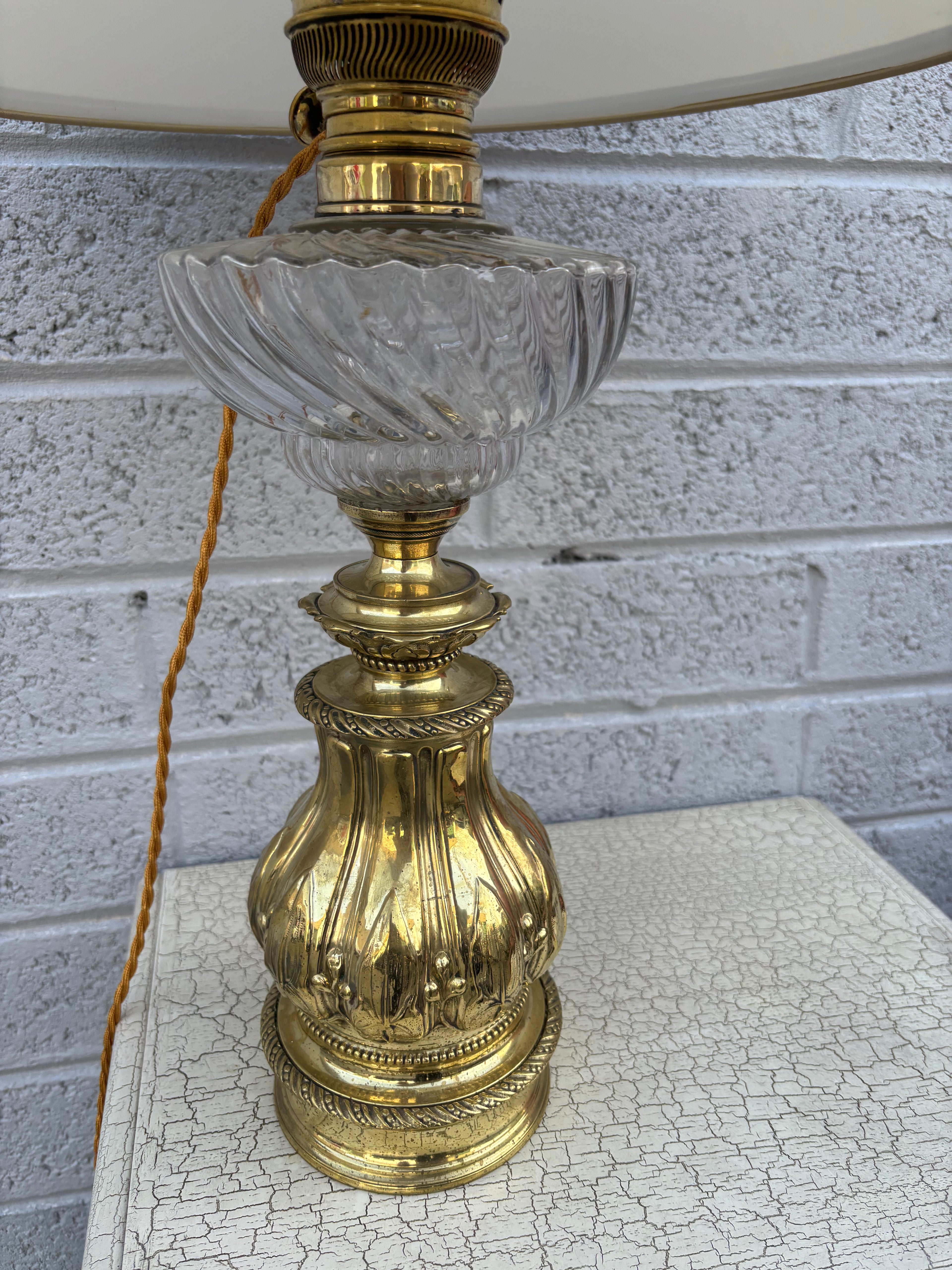 Crystal and Brass Table Lamp Neoclassical