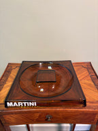 Mid-Century Amber Glass Martini Advertising Ashtray