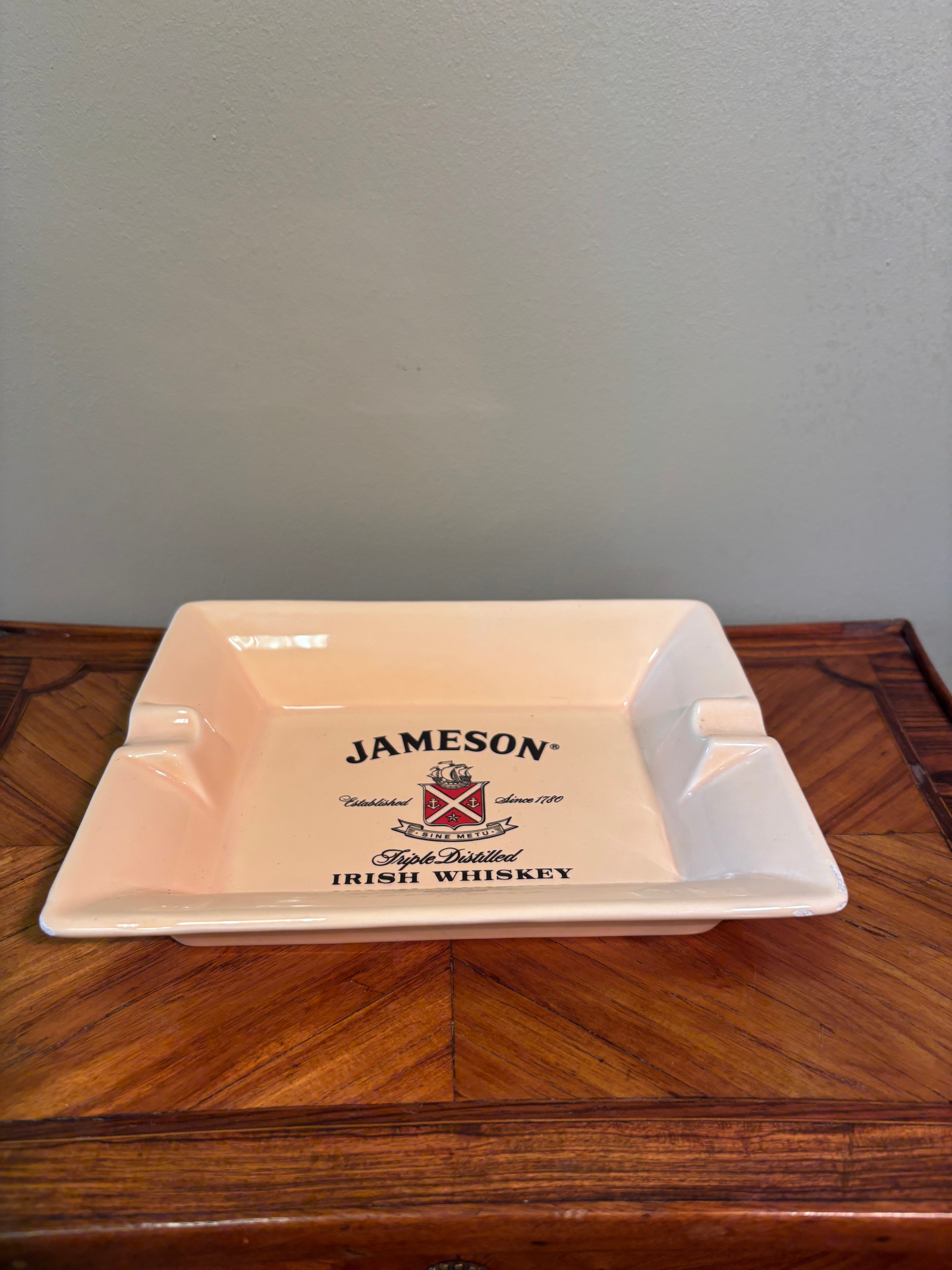 Mid-Century Jameson Irish Whiskey Ceramic Advertising Ashtray – Tobacciana / Barware Collectible