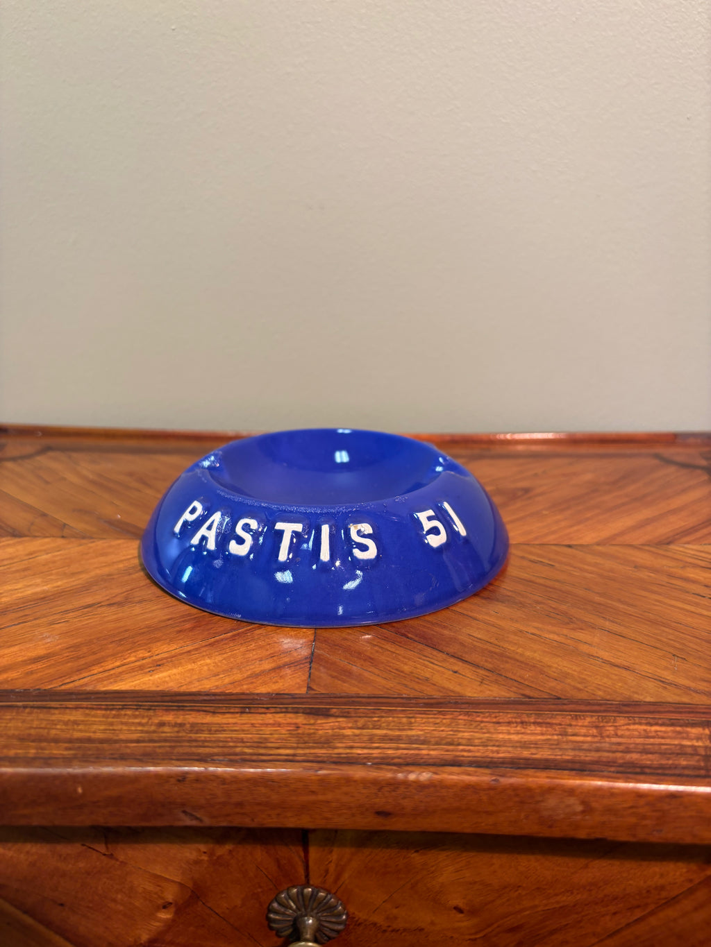 Mid-Century French Pastis 51 Blue Ceramic Advertising Ashtray – Vintage Barware