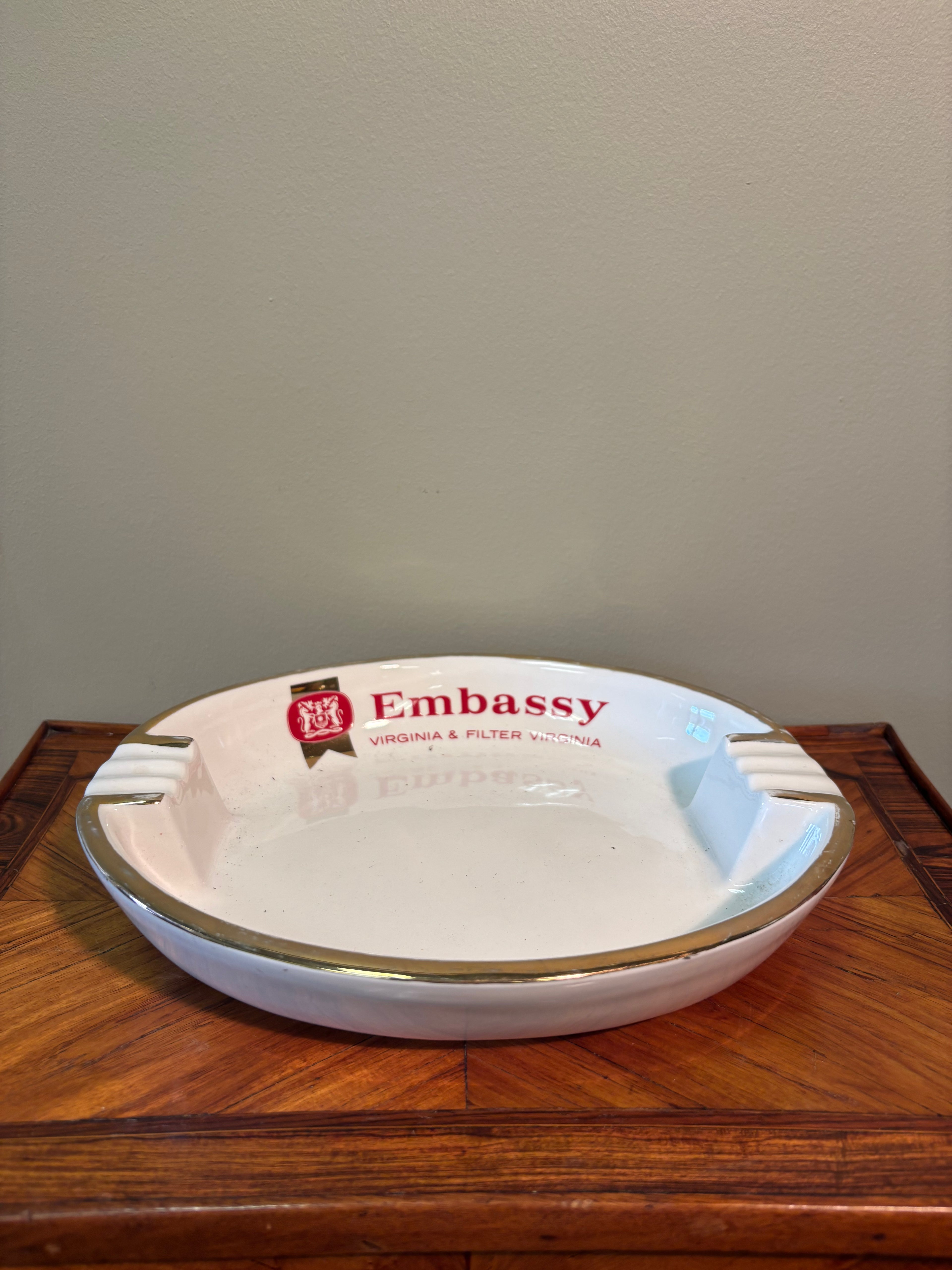 1960s Embassy Filter Virginia Commemorative Advertising Ceramic Tobacciana Dish