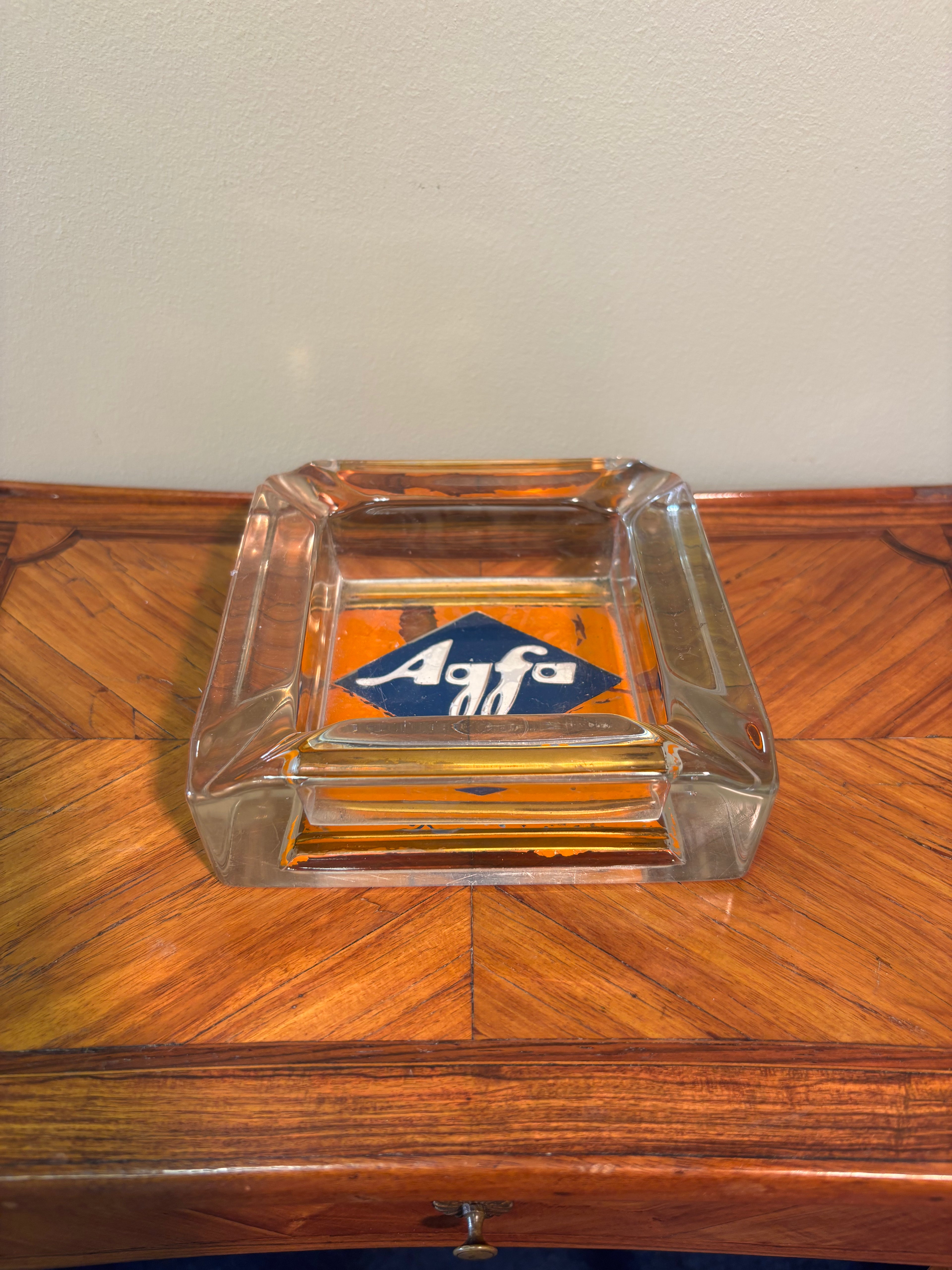 Vintage 1960s AGFA Germany Photography Advertising Glass Ashtray
