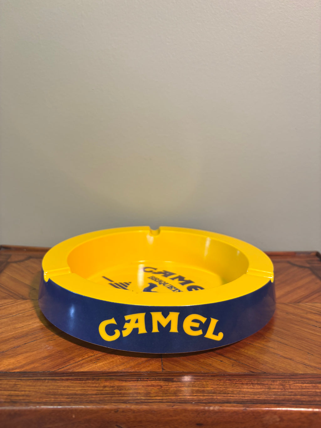 Retro Camel Cigarettes Yellow & Navy Blue Tobacciana Advertising Ashtray