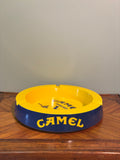 Retro Camel Cigarettes Yellow & Navy Blue Tobacciana Advertising Ashtray