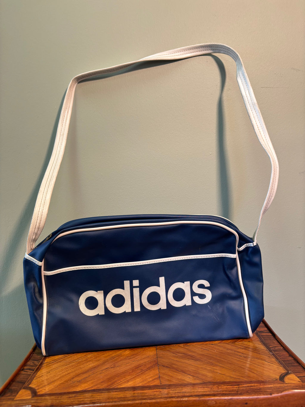 1970s Adidas Vinyl Airliner Shoulder Bag – Classic Cobalt Blue