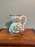 Vintage Mason's Patent Ironstone "Fruit Basket" Green Transferware Fenton Jug / Pitcher