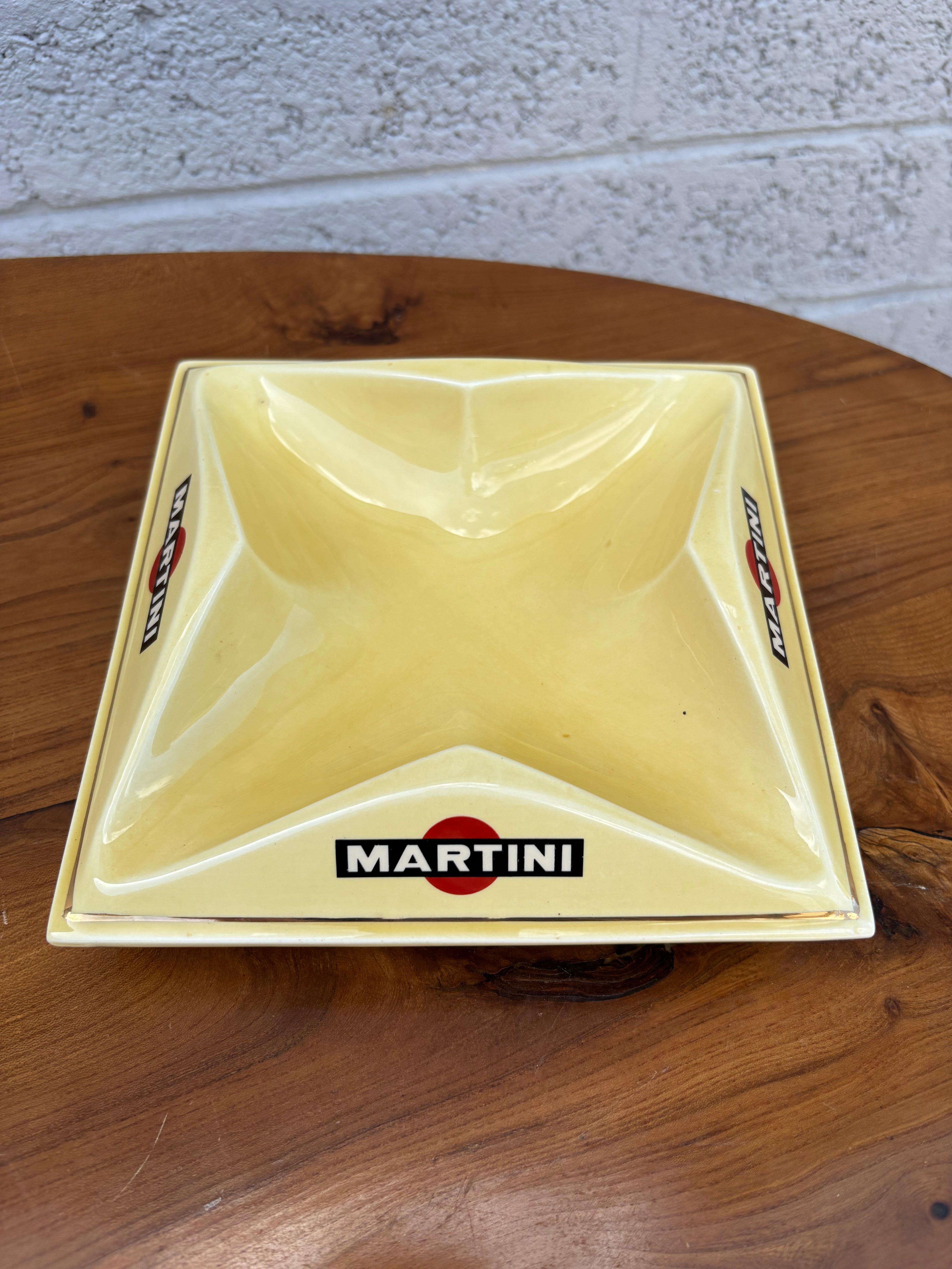 1960s French Martini Ceramic Advertising Ashtray / Catchall