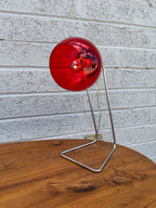 Mid-Century Space Age Red Glass & Chrome Infraphil Desk Lamp, 1970s