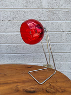 Mid-Century Space Age Red Glass & Chrome Infraphil Desk Lamp, 1970s