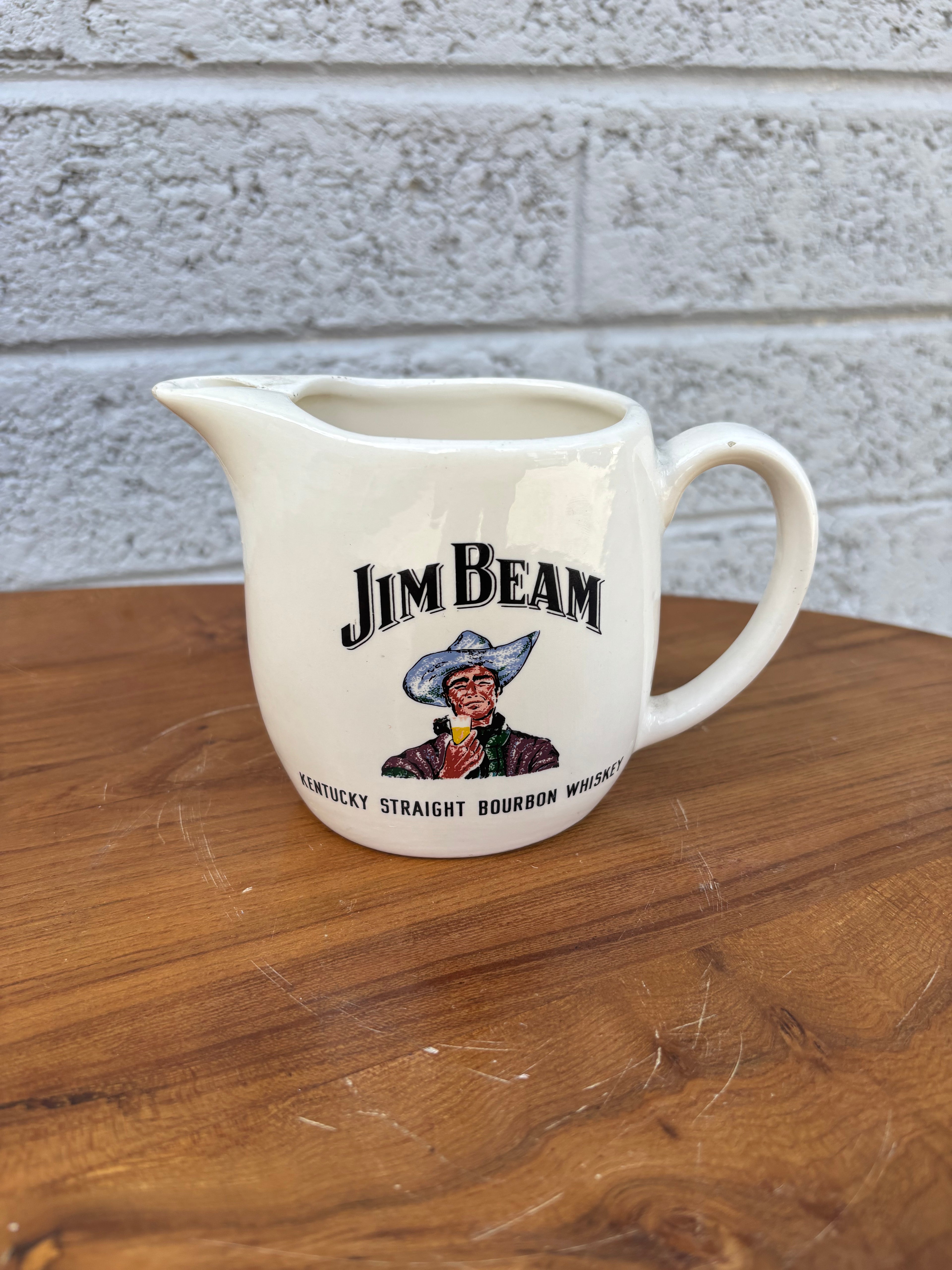 Jim Beam Ceramic Barware Pitcher – Classic Cowboy Graphic