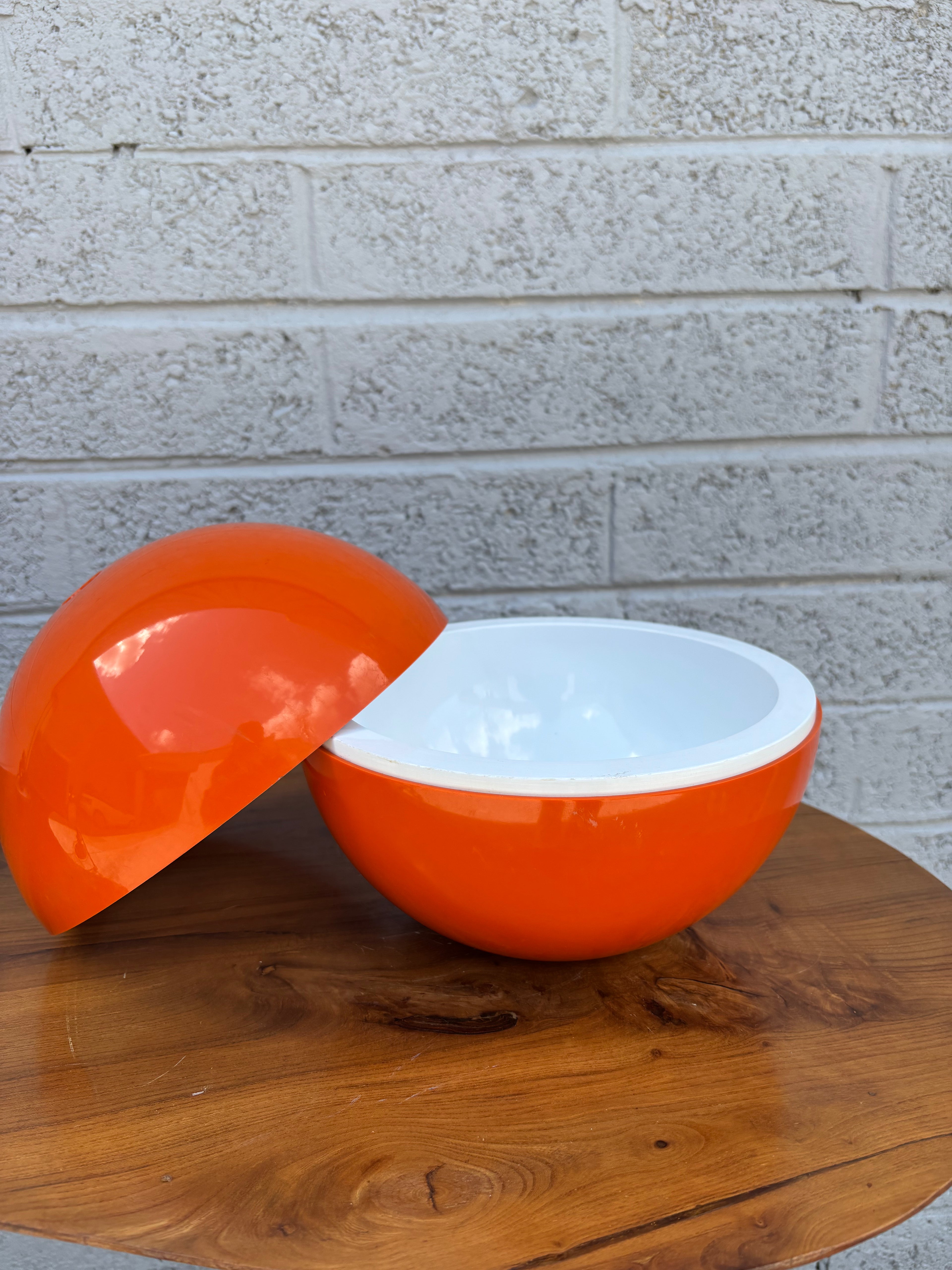 Vintage Space Age Orange Bowling Ball Ice Bucket – 1970s Retro Barware