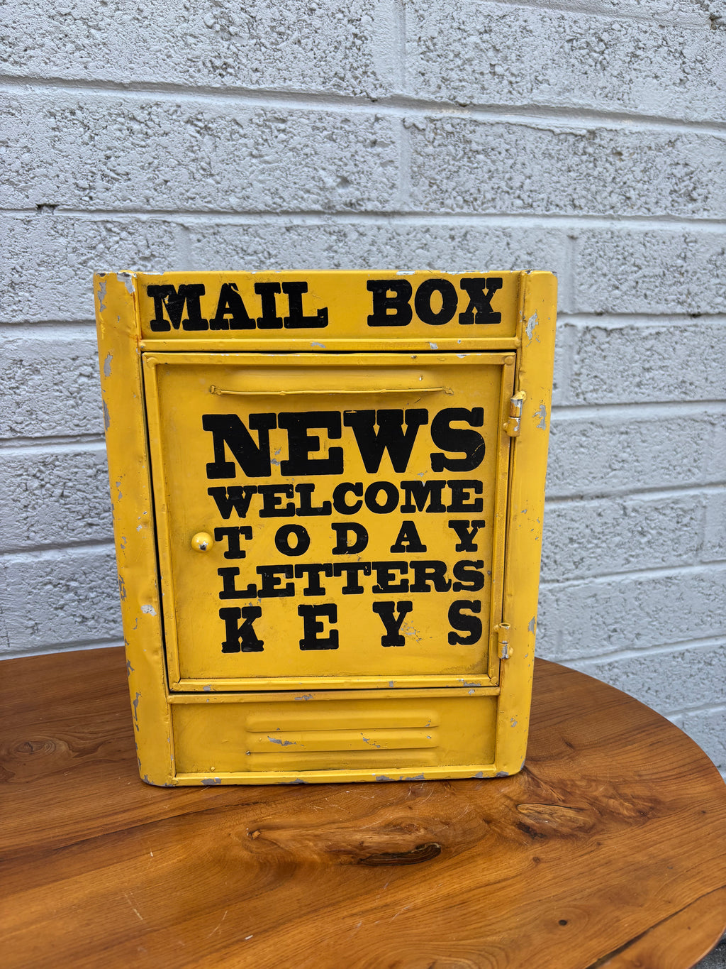 Mid-Century Yellow Metal Mailbox Organizer