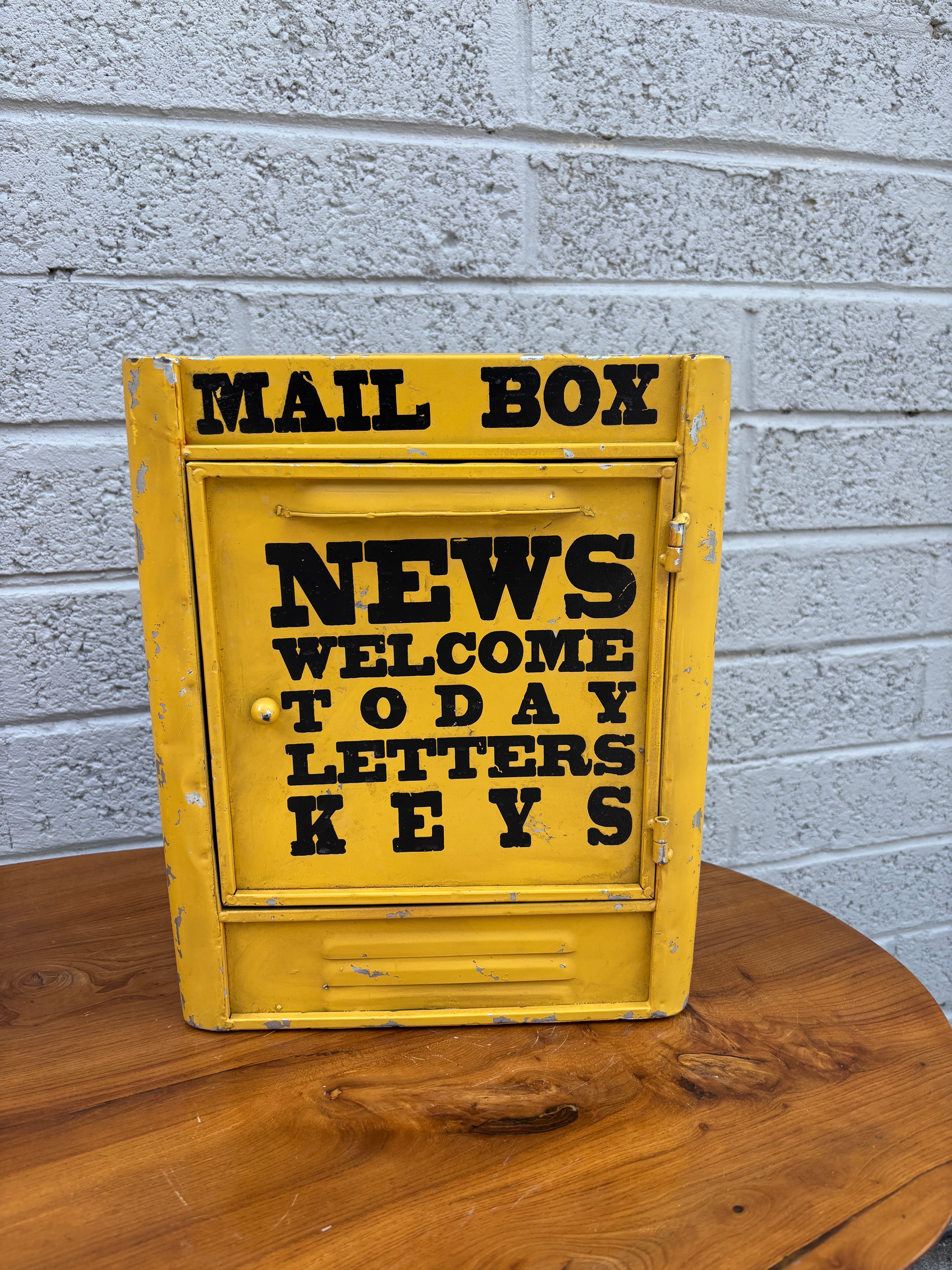 Mid-Century Yellow Metal Mailbox Organizer