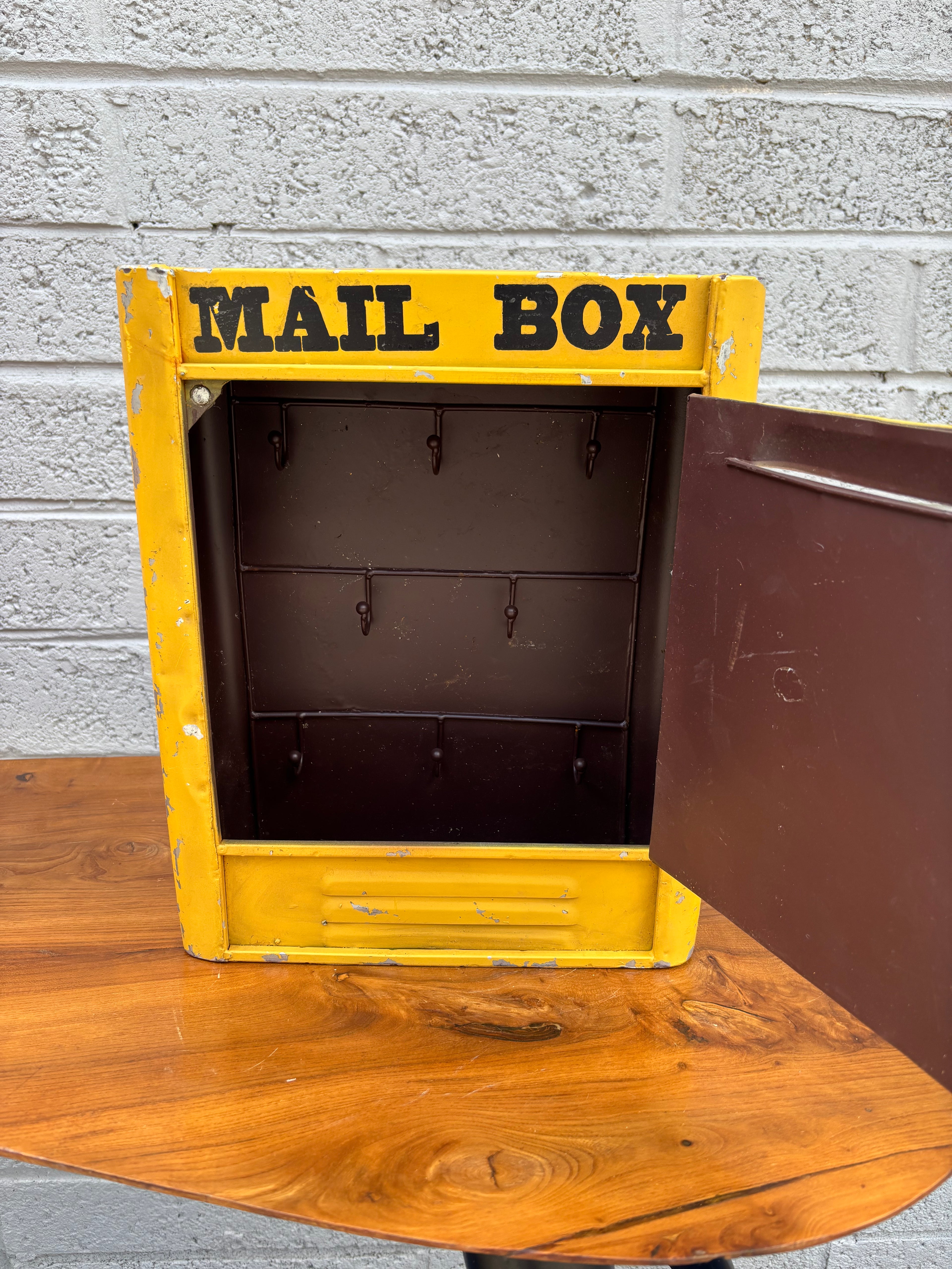 Mid-Century Yellow Metal Mailbox Organizer