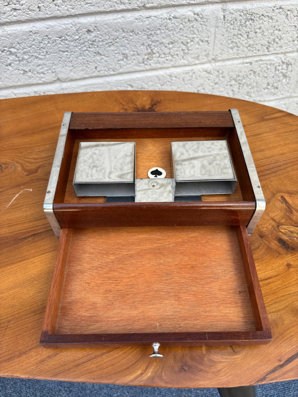Mid-Century Mechanical Card Shuffler & Game Box
