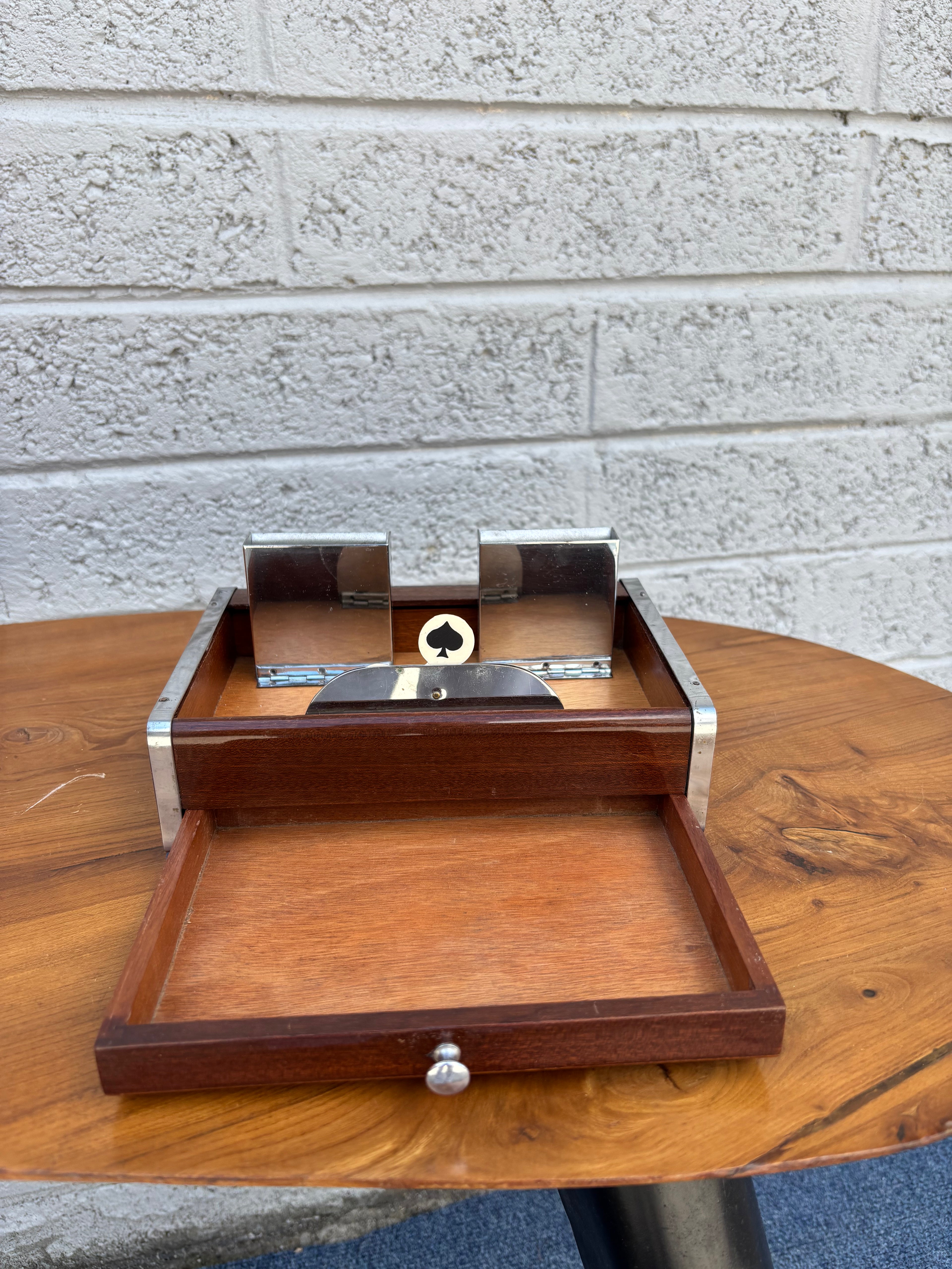 Mid-Century Mechanical Card Shuffler & Game Box