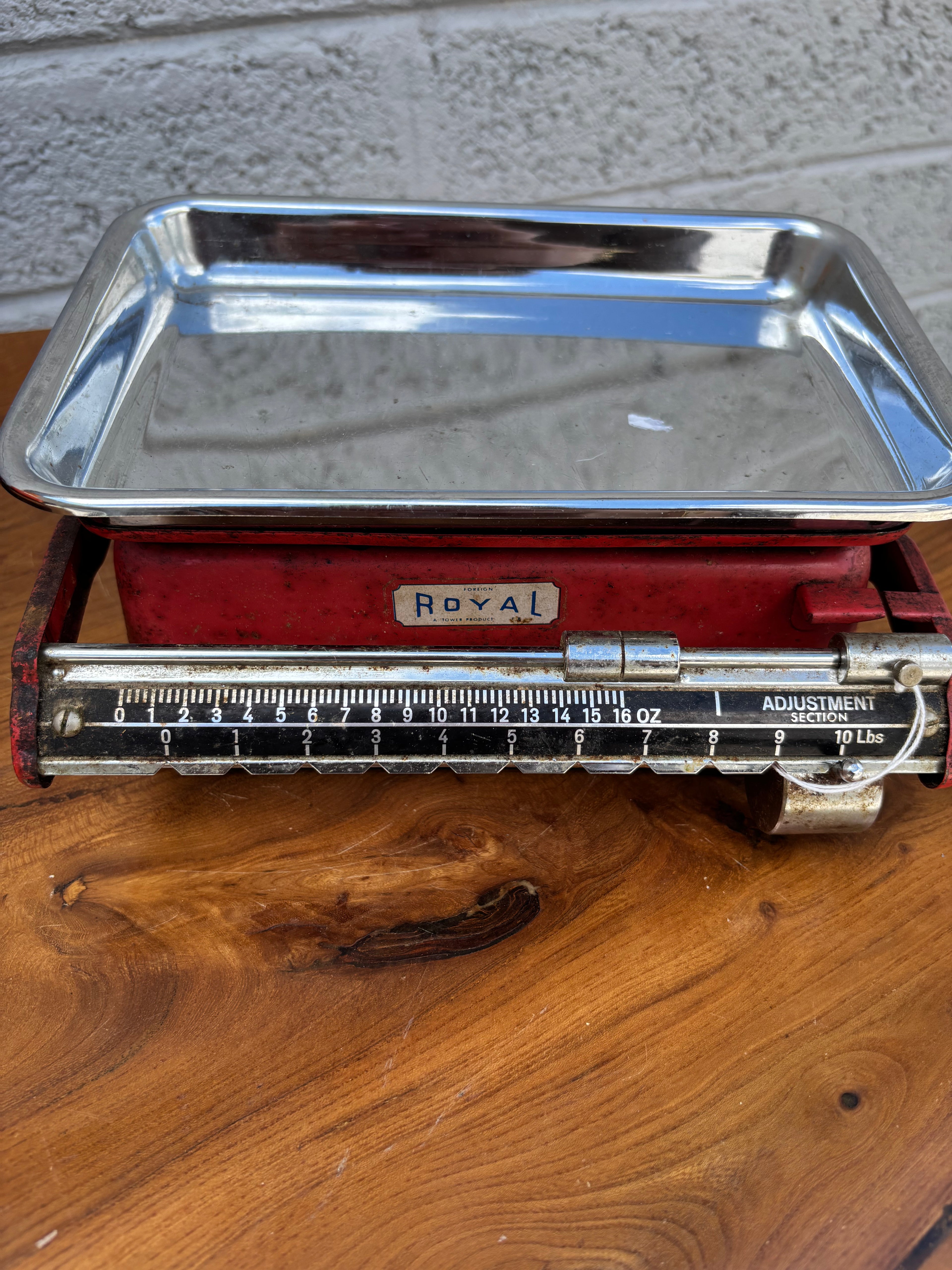 Mid-Century "Royal" Red Cast Iron Beam Kitchen Scale