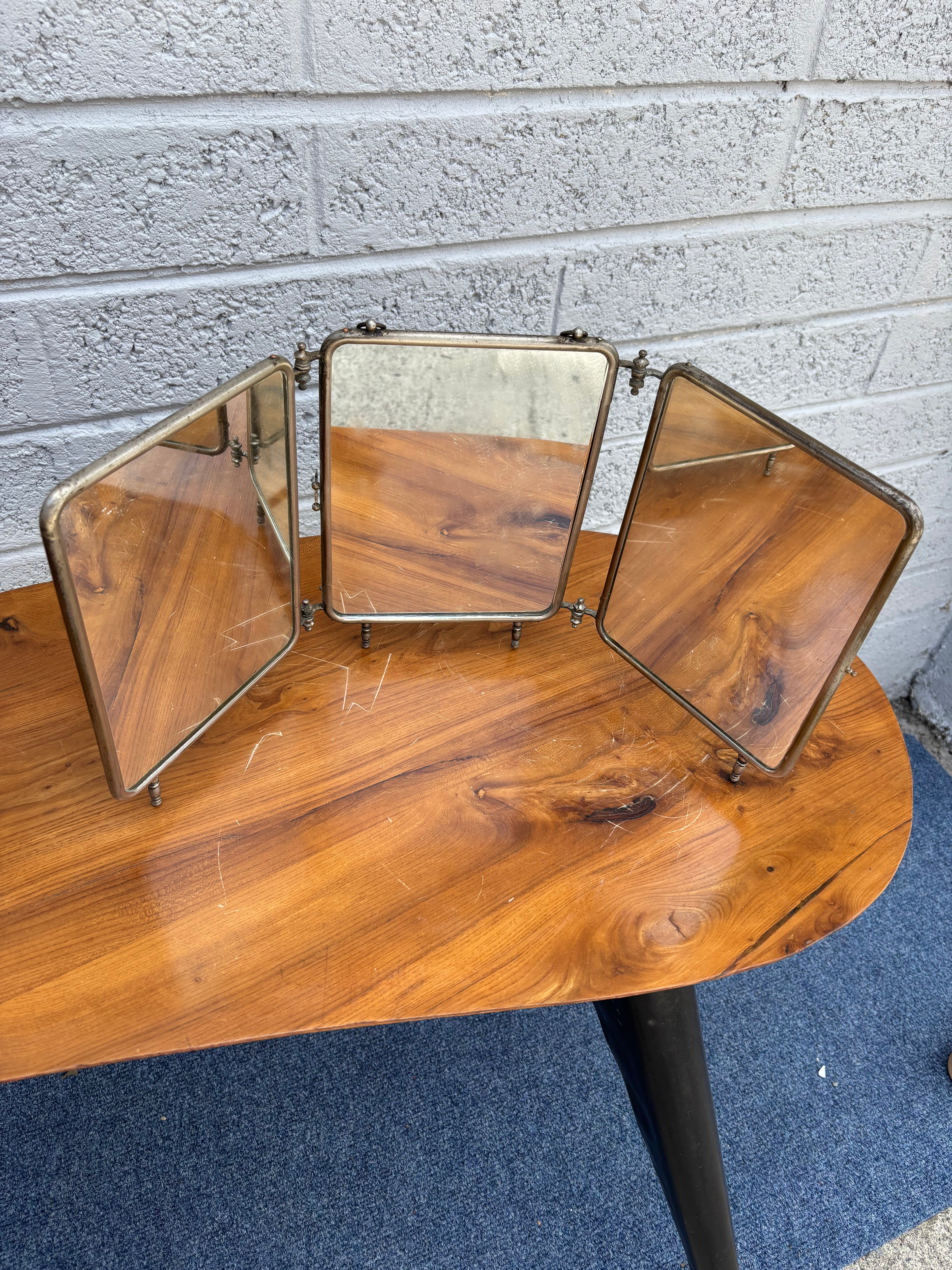 French Triptych Travel Barber & Vanity Mirror