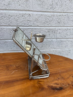 French Triptych Shaving Mirror with Integrated Vanity Accessories