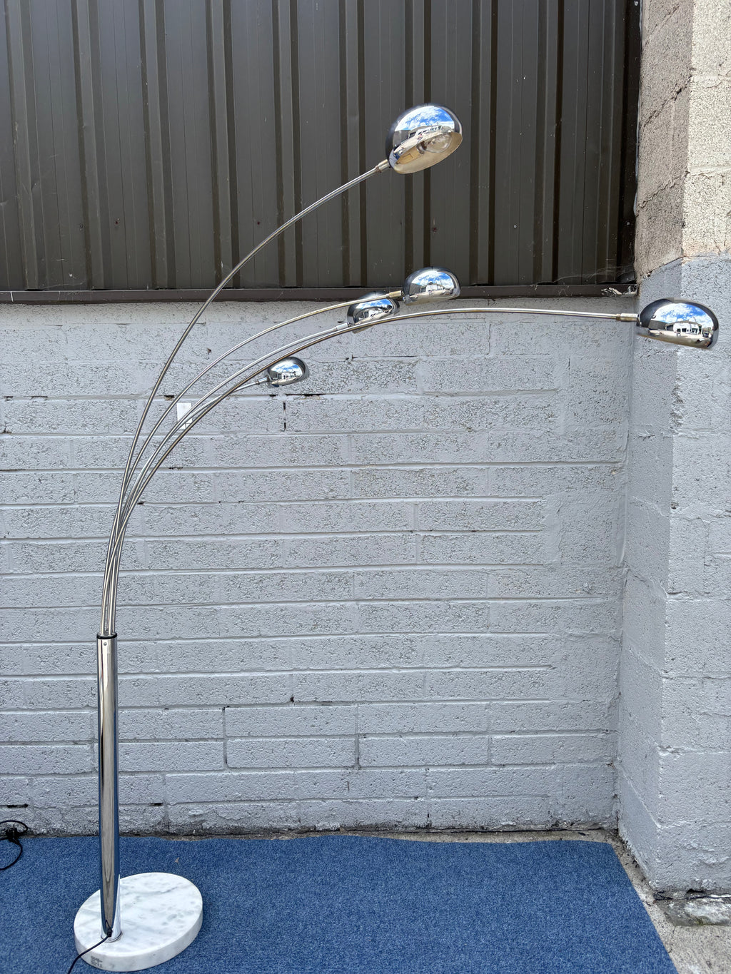 Space Age 5-Arm Chrome Arc Floor Lamp with Marble Base