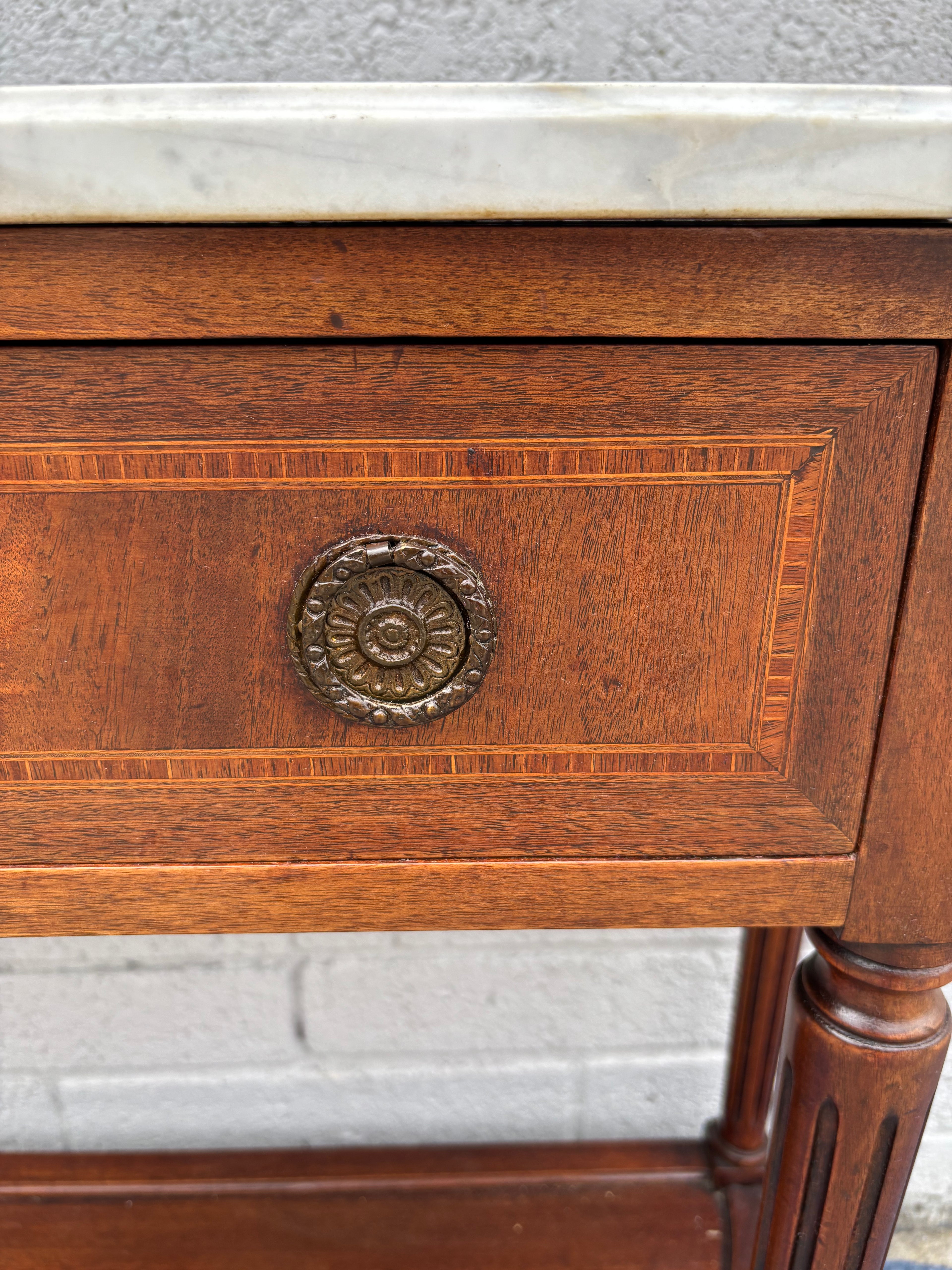 Louis XVI Style Mahogany and Marble-Top Console Table