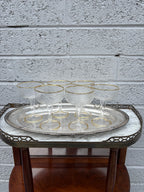 Mid-Century Gold-Rimmed Swirl Optic Champagne Coupes – Set of 6