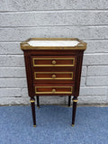 French Louis XVI Style Mahogany & Carrara Marble Bedside Table – Circa 1950