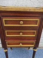 French Louis XVI Style Mahogany & Carrara Marble Bedside Table – Circa 1950