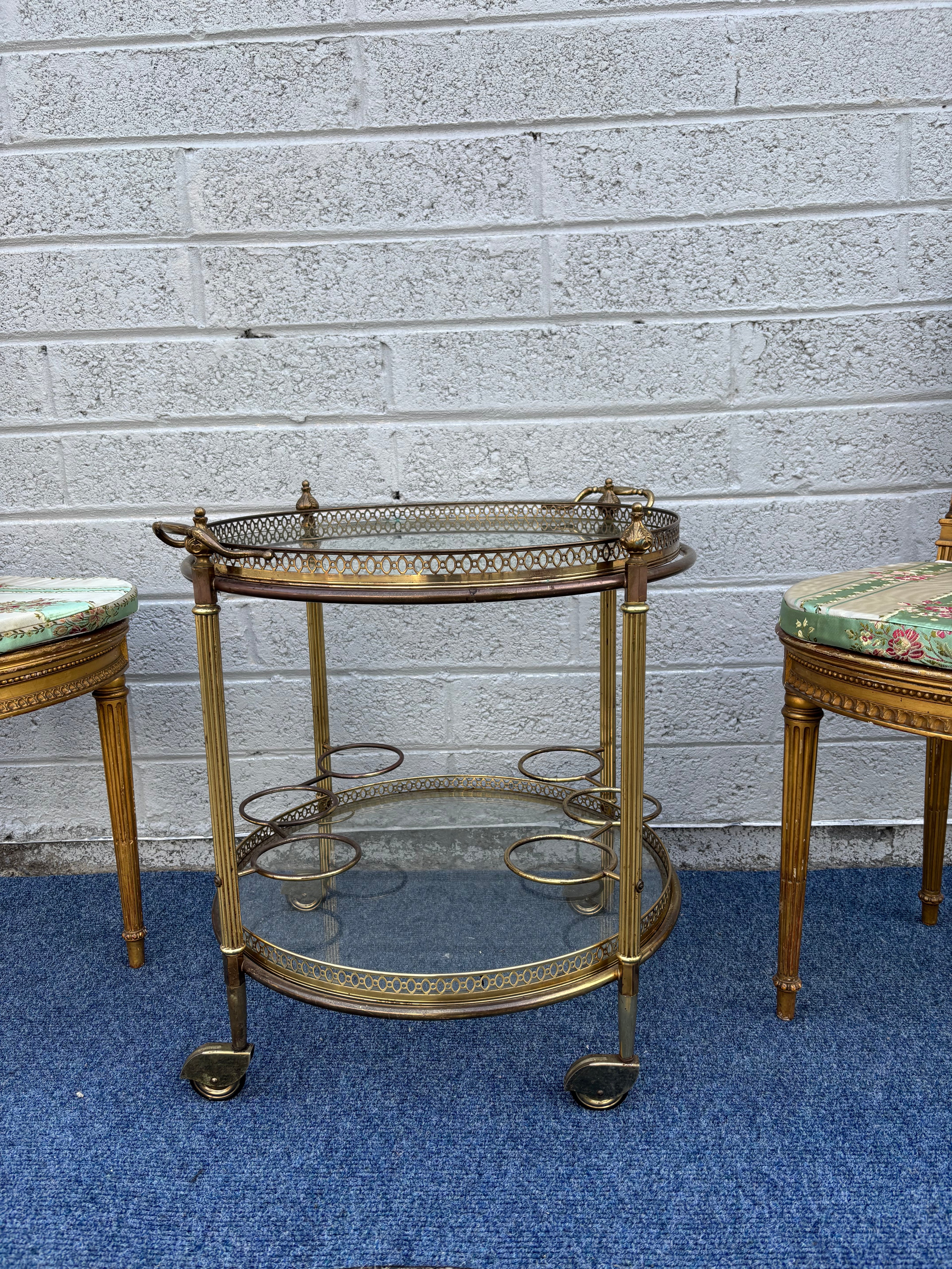 Brass and Glass Bar Cart Neoclassical