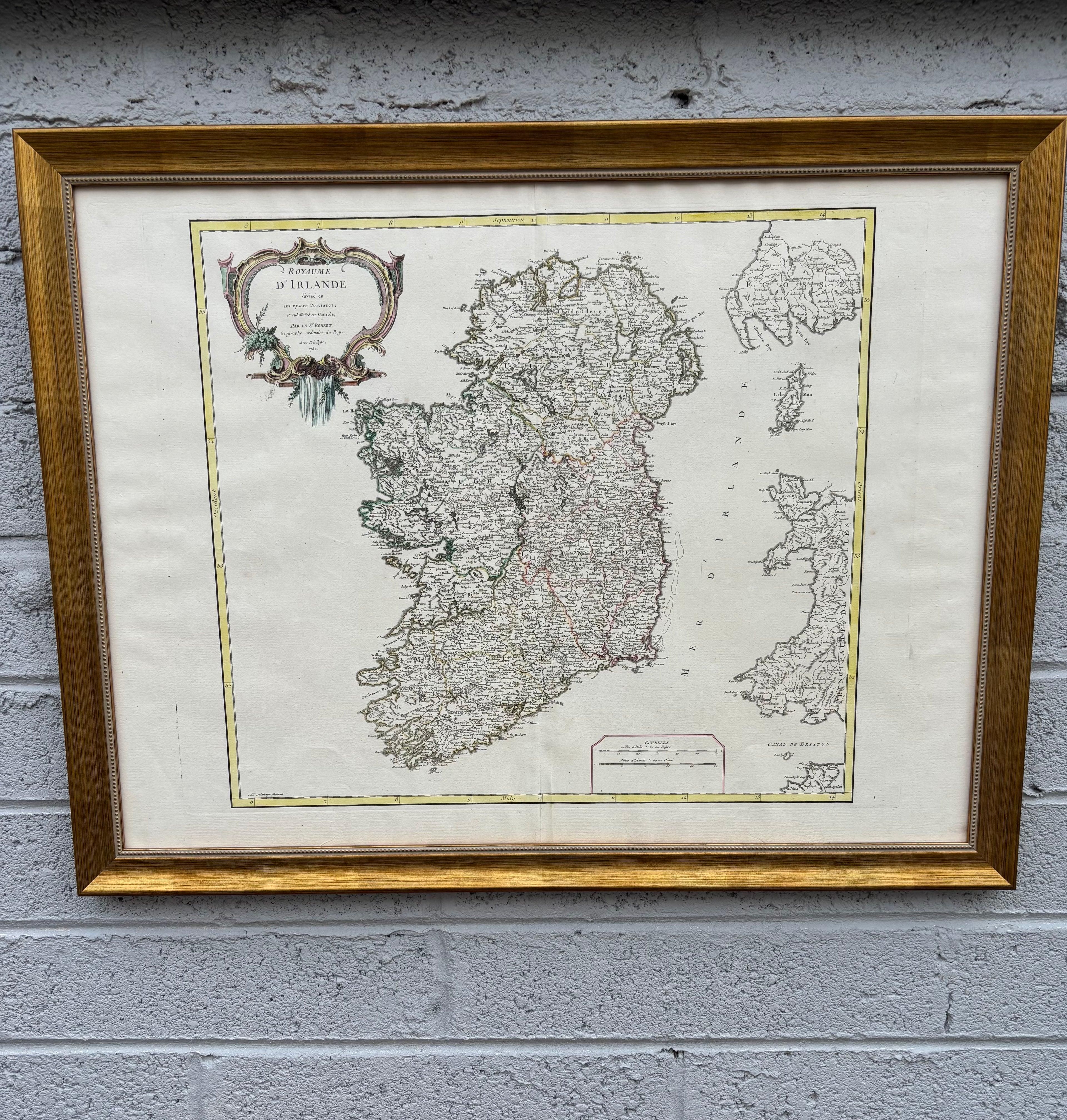 'Royaume d'Irlande' – Fine 18th-Century Map by Robert de Vaugondy (c. 1750)