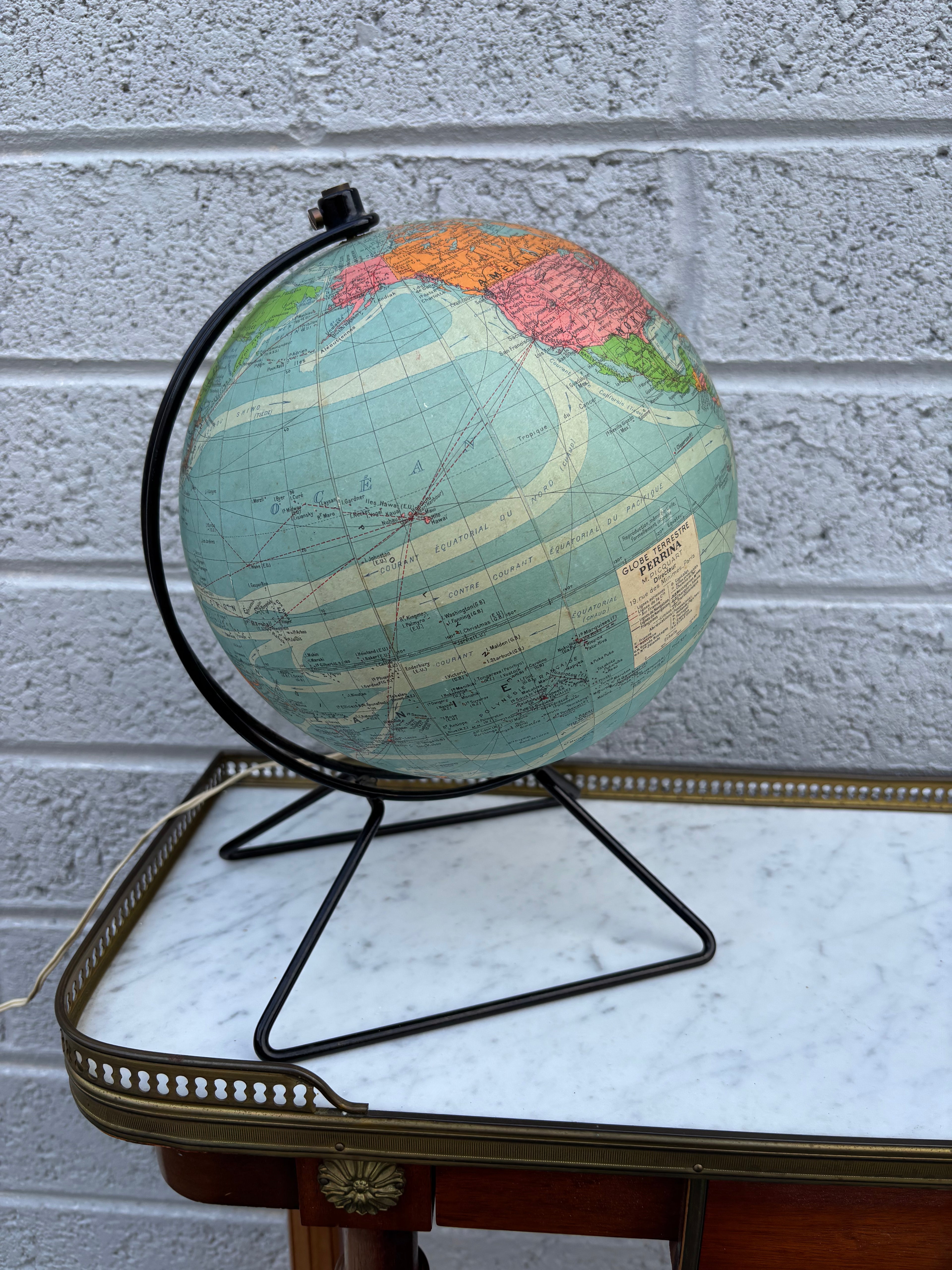 Illuminated Globe Table Lamp Mid-Century Modern